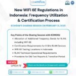 Indonesia has regulated the use of the 6 GHz spectrum (5925-6425 MHz) for both Wi-Fi 6E and Wi-Fi 7 technologies